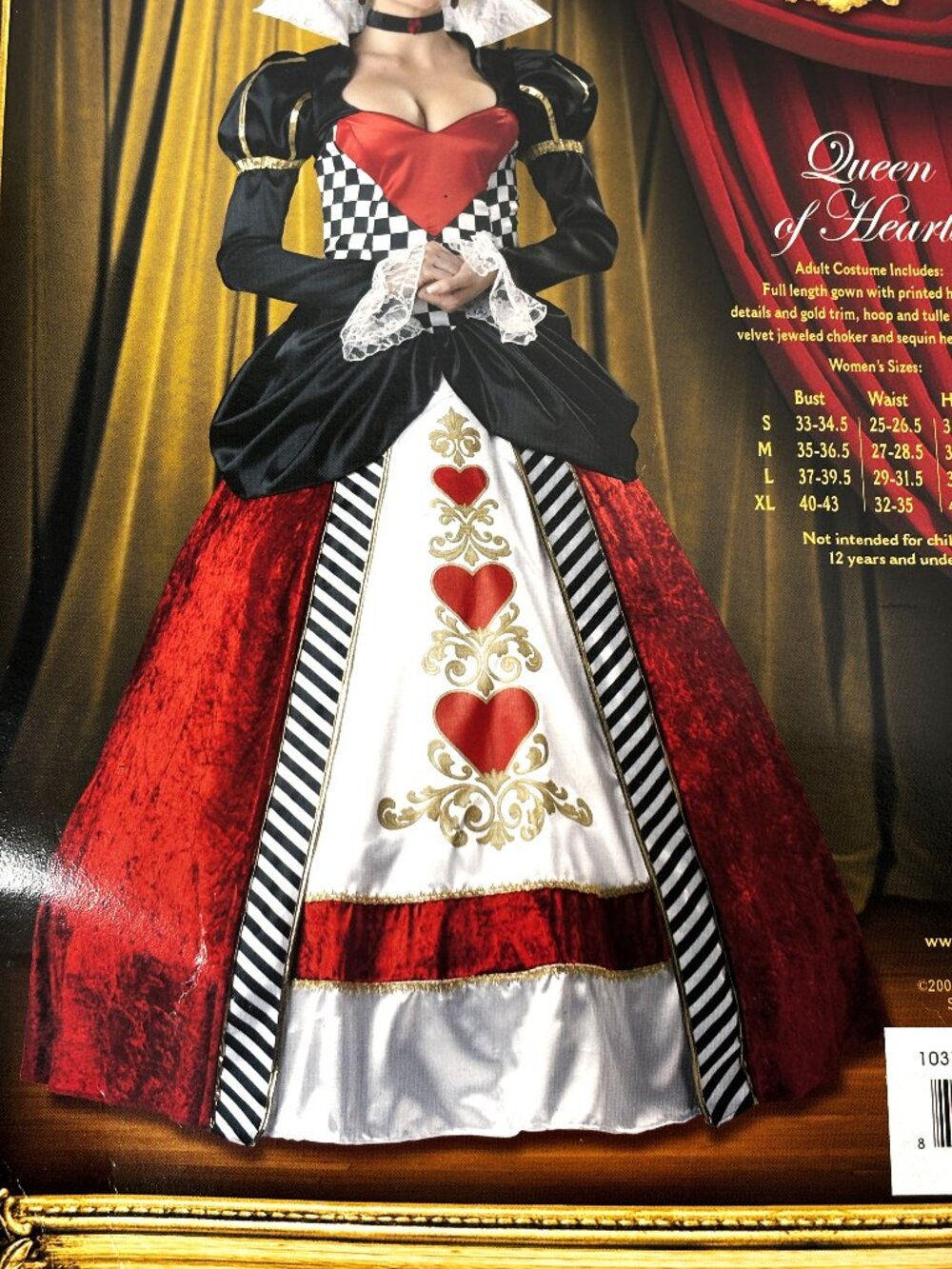 Queen of Hearts Maxi Dress Incharacter Costume Sz XL NWT NOS